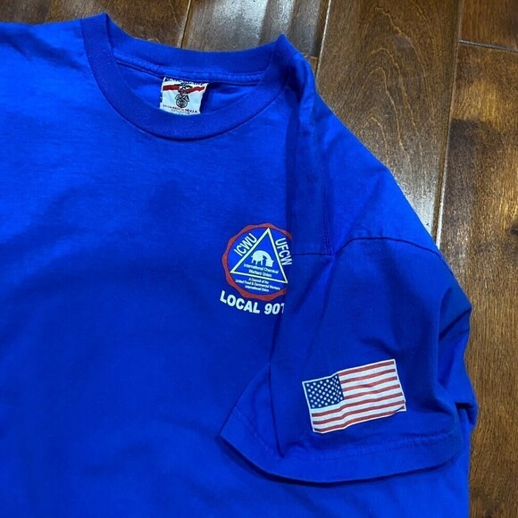 Union Made Vintage Chemical Workers Union American Tee Blue Men's Size XL - Picture 3 of 9